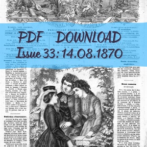 French Fashion Magazine Instant Download Antique Illustrations La Mode Illustrée Vintage French Fashion Magazine 14.08.1870, Antique Fashion