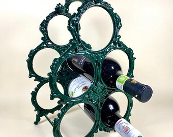 Wine Gift, Vintage Metal Five Bottle Wine Holder, Handmade Wine Accessories, Christmas Wine Bottle Holder