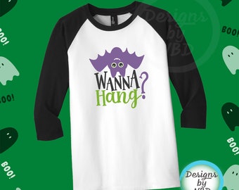 Wanna Hang Bat Kids Halloween Shirt - Toddler Holiday Tee