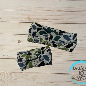 Panda Print Mommy and Me Headband Set: Handmade Jersey Knit