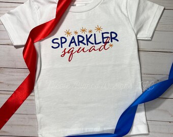 Embroidered Sparkler Squad Shirt for Kids, Toddler Fourth of July Shirt, 4th of July Part Shirt, Independence Day Gift