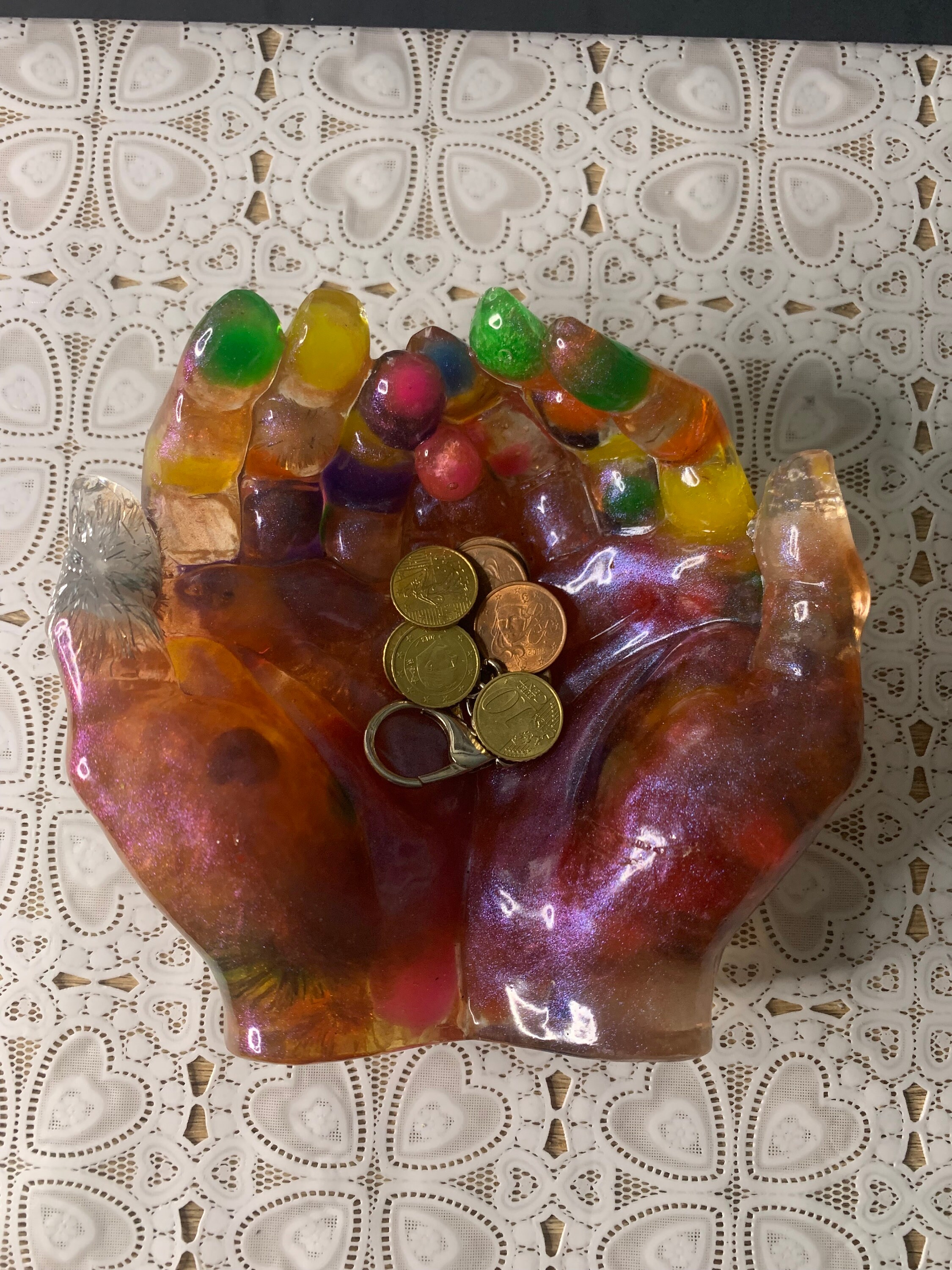 Vide-Poche Main ou Cendrier en Résine Époxy Plusieurs Modèles Au Choix , Cadeau Idéal