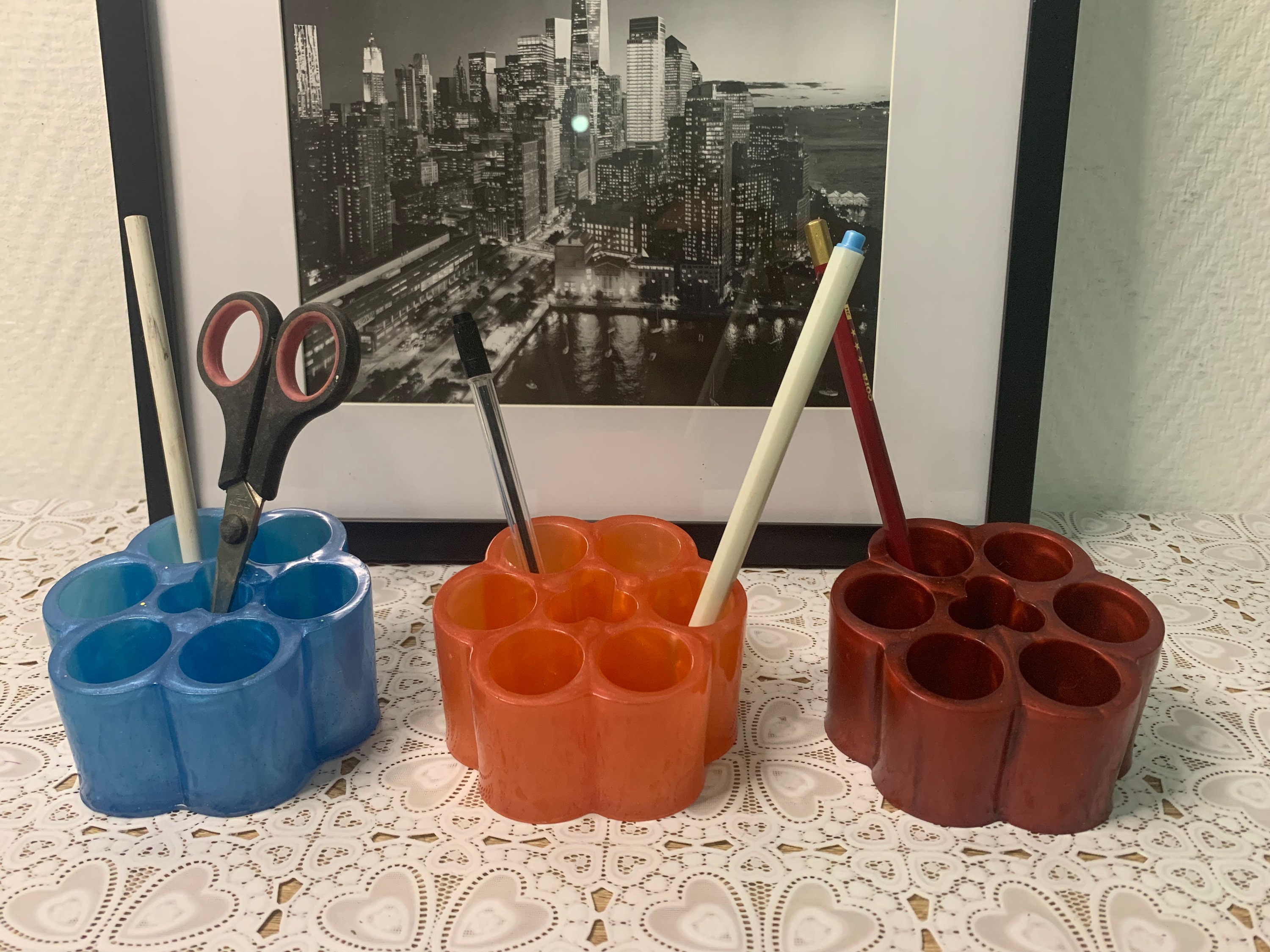 Pot à Crayons ou Range Maquillage en Résine Époxy, Bureau Toutes Autres Pièces de La Maison, Rangeme