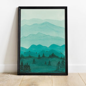 Illustration Aquarelle "Paysage d'Hiver"_A4_A5_A6/Affiches & Cartes fait main/Décoration murale/Watercolor prints/Impression d'art