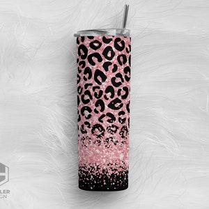 Pink Glitter Leopard Tumbler Wrap Glitter Black Leopard - Etsy