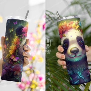 Cute Panda Tumbler Sublimation Design, 20 Oz Skinny Tumbler PNG ...