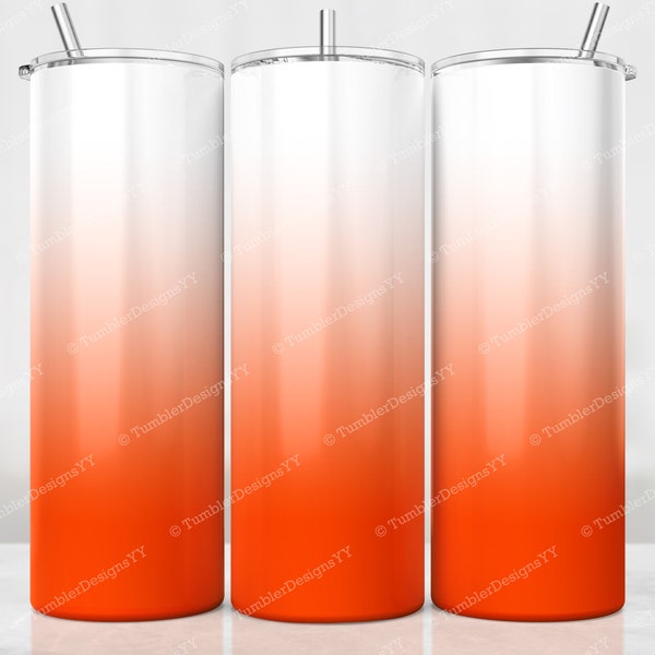 Orange Ombre Tumbler Wrap, White to Orange Sublimation Design, 20 oz Skinny Tumbler, Digital Download, Gradient Tumbler PNG, Waterslide Wrap