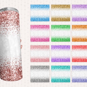 Glitter Tumbler Wrap Bundle, 20 oz Skinny Tumbler, Middle White Glitter Border Sublimation Design, Sparkle Tumbler Design PNG, 14 PNG Files