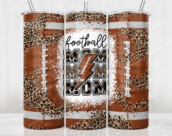 Football Mom Tumbler Wrap, Leopard Football Sublimation Designs, 20 oz Skinny Tumbler, Football Mama Tumbler PNG, Digital Download File