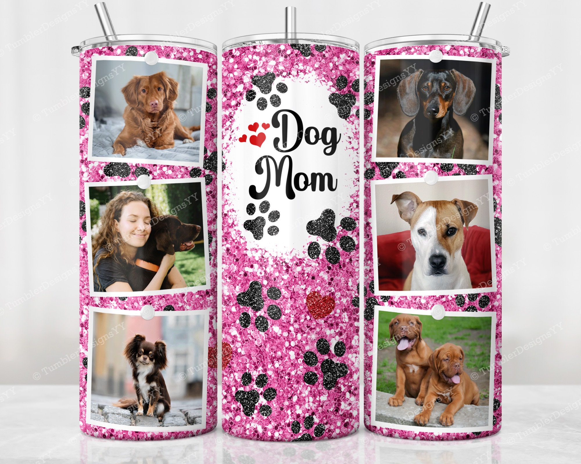 Meant2tobe 4.3 Dog Mom Tumblers Set Of 2- Black/pink : Target