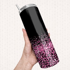 20 Oz Skinny Tumbler Png Hot Pink Glitter Leopard Seamless - Etsy
