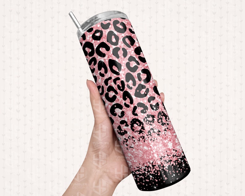 Pink Glitter Leopard Tumbler Wrap Glitter Black Leopard - Etsy