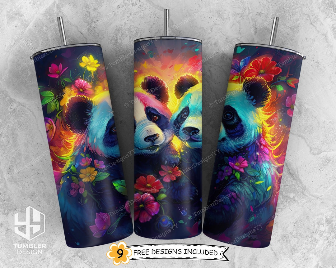 Cute Panda Tumbler Sublimation Design, 20 Oz Skinny Tumbler PNG ...