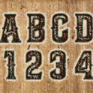 Letra angustiada marrón oscuro PNG, alfabeto angustiado, número angustiado, alfabeto vintage, alfabeto grunge, sólo archivo png, descarga instantánea