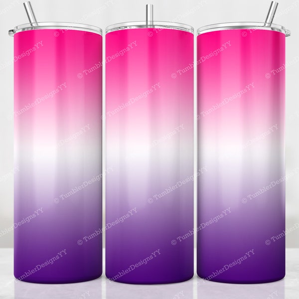 Hot Pink Purple Ombre Tumbler PNG, 20 oz Skinny Tumbler, Ombre Sublimation Design, Digital Download, Gradient Tumbler PNG, Waterslide Wrap