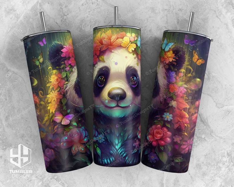 Cute Panda Tumbler Sublimation Design, 20 Oz Skinny Tumbler PNG ...