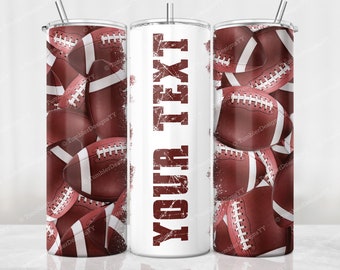 Vaso de fútbol PNG, vaso deportivo delgado de 20 oz, vaso personalizado, diseño de sublimación cónico recto, fondo de fútbol