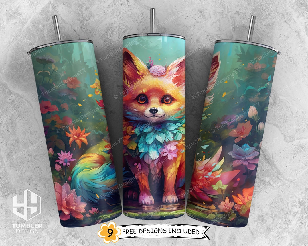 Cute Fox Tumbler Sublimation Design, 20 Oz Skinny Tumbler PNG, Various ...