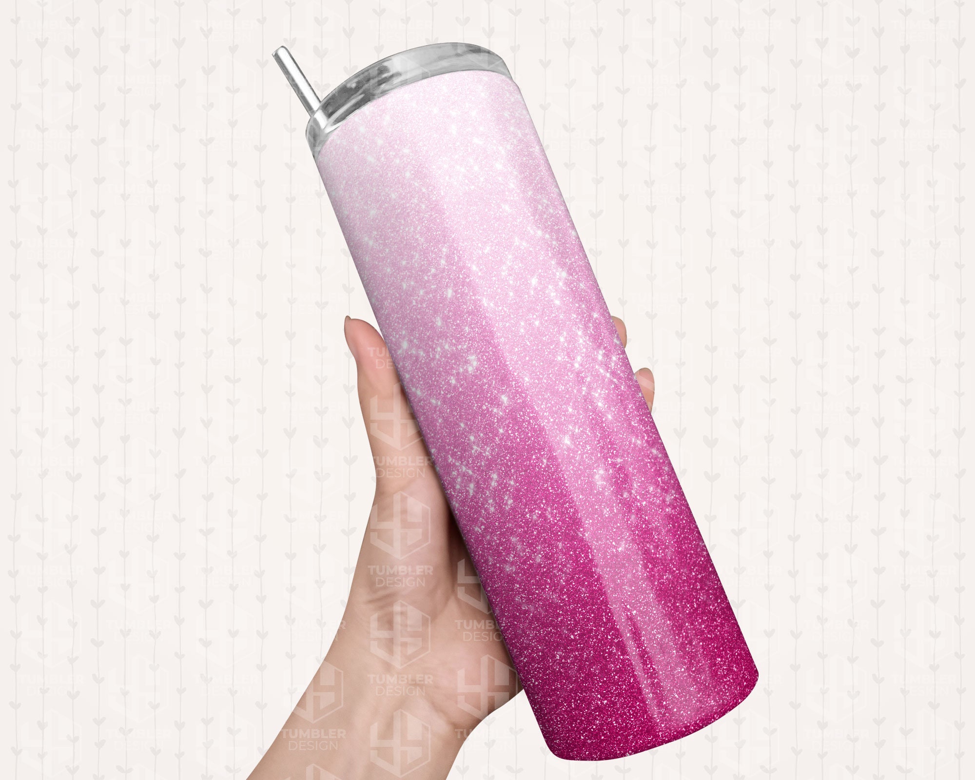 Hot Pink Glitter Tumbler Wrap Hot Pink Ombre Sublimation Etsy