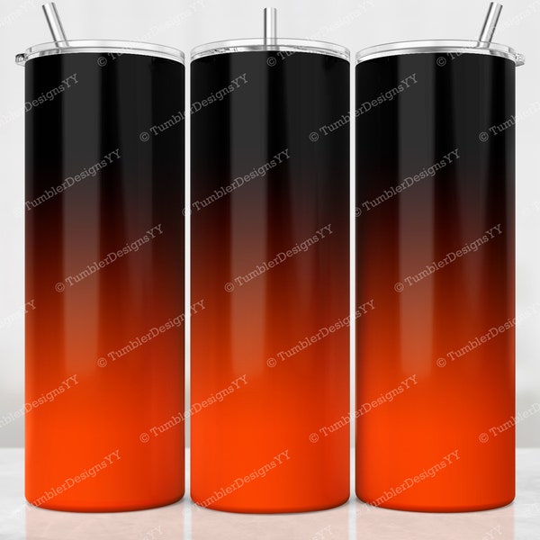 Orange Ombre Tumbler Wrap, Black to Orange Sublimation Design, 20 oz Skinny Tumbler, Digital Download, Gradient Tumbler PNG, Waterslide Wrap