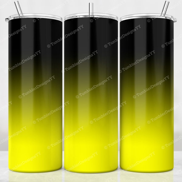 Yellow Ombre Tumbler Wrap, Black to Yellow Sublimation Design, 20 oz Skinny Tumbler, Digital Download, Gradient Tumbler PNG, Waterslide Wrap