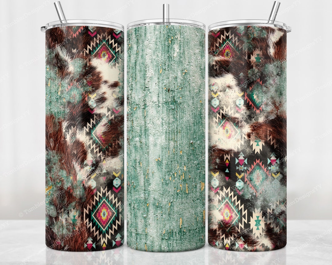 Aztec Cowhide Tumbler PNG, Western Print Sublimation Design, 20 Oz ...