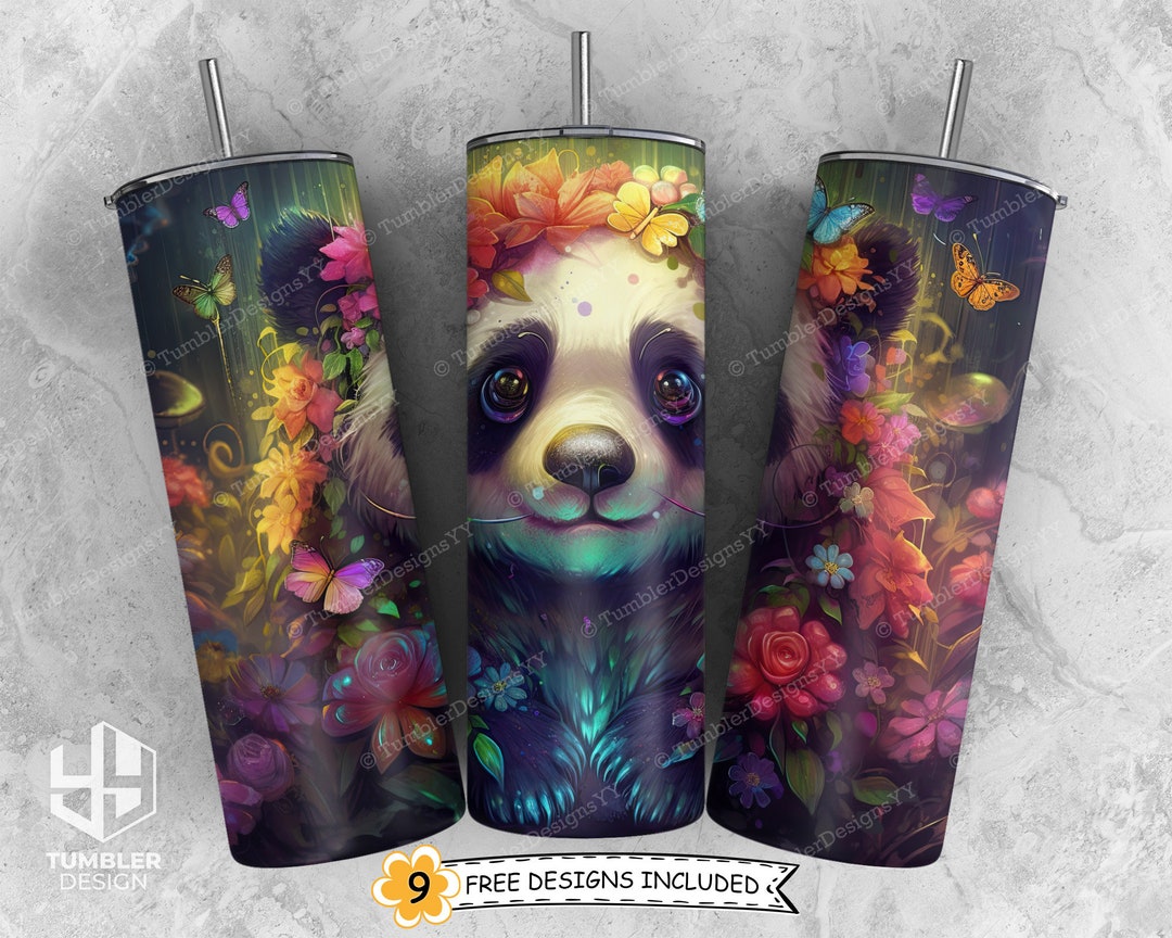 Cute Panda Tumbler Sublimation Design, 20 Oz Skinny Tumbler PNG ...