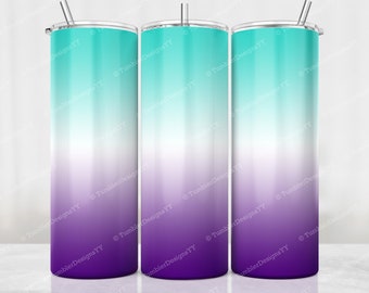 Purple Turquoise Ombre Tumbler PNG, 20 oz Skinny Tumbler, Ombre Sublimation Design, Digital Download, Gradient Tumbler PNG, Waterslide Wrap