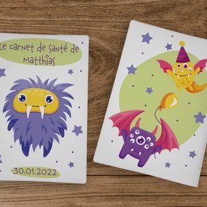 Protège carnet de santé personnalisé, idée cadeau personnalisable bébé, cadeau naissance original, Housse carnet de santé Monstre - CL0035a