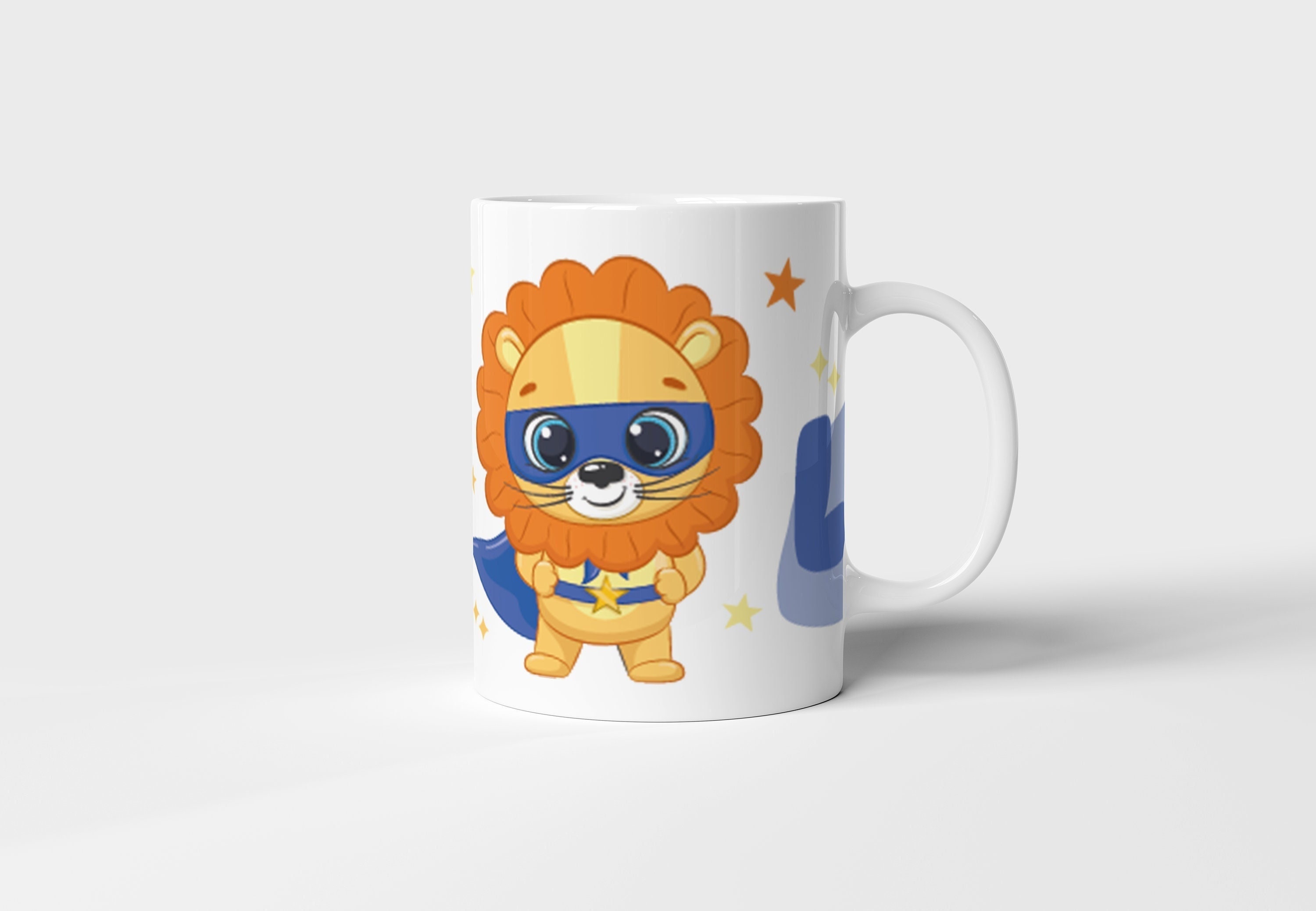 Cl 009 Mug/Tasse Gobelet Enfant Incassable & Personnalisable - Idée Cadeau Personnalisé Prénom Lion 