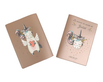 Protège Carnet De Santé Personnalisé Licorne - Housse Carnet Bébé- Idée Cadeau Naissance Jeune Parents - Baby Shower - France