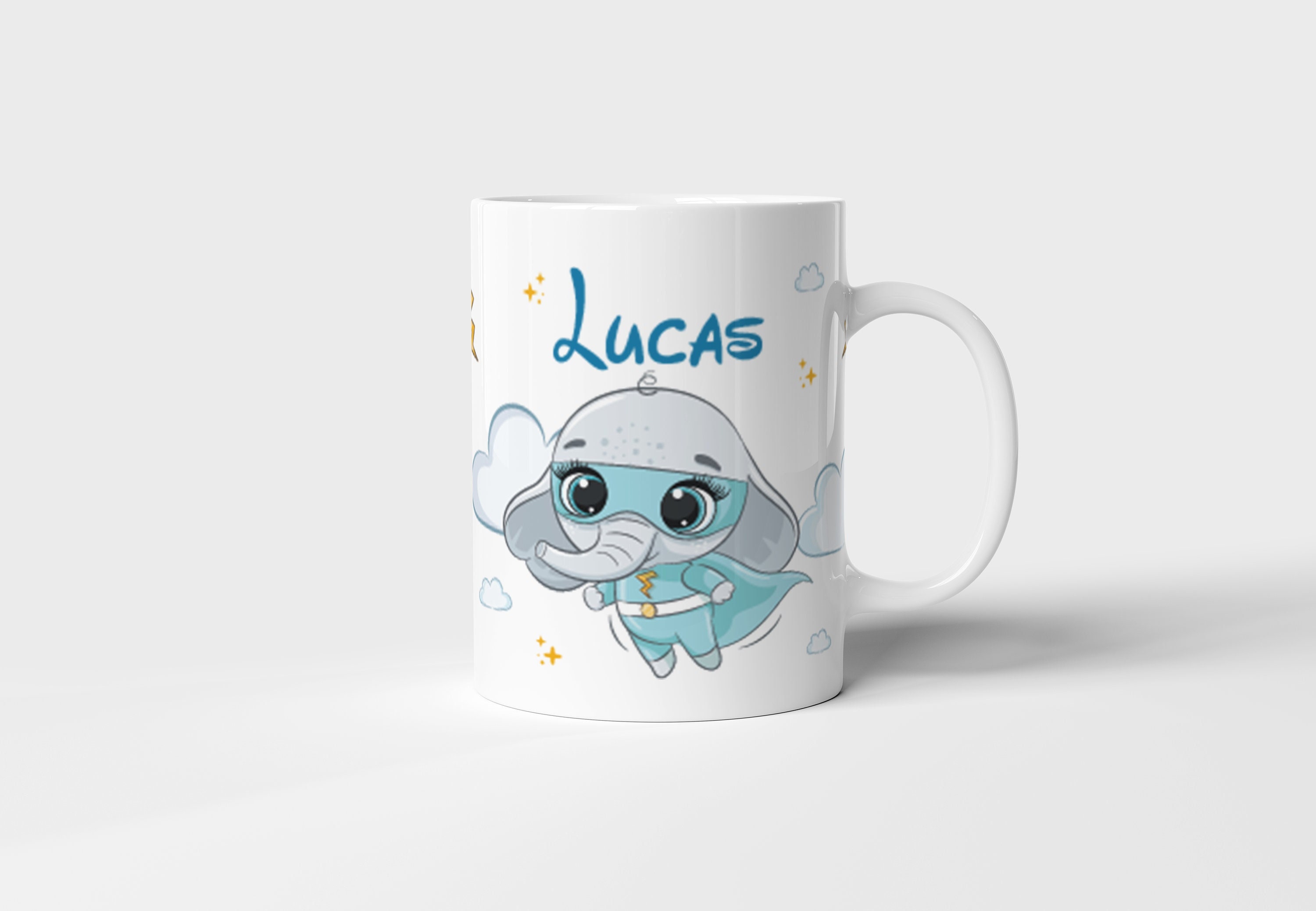 Cl 007 Mug/Tasse Gobelet Enfant Incassable & Personnalisable - Idée Cadeau Personnalisé Prénom Éléph