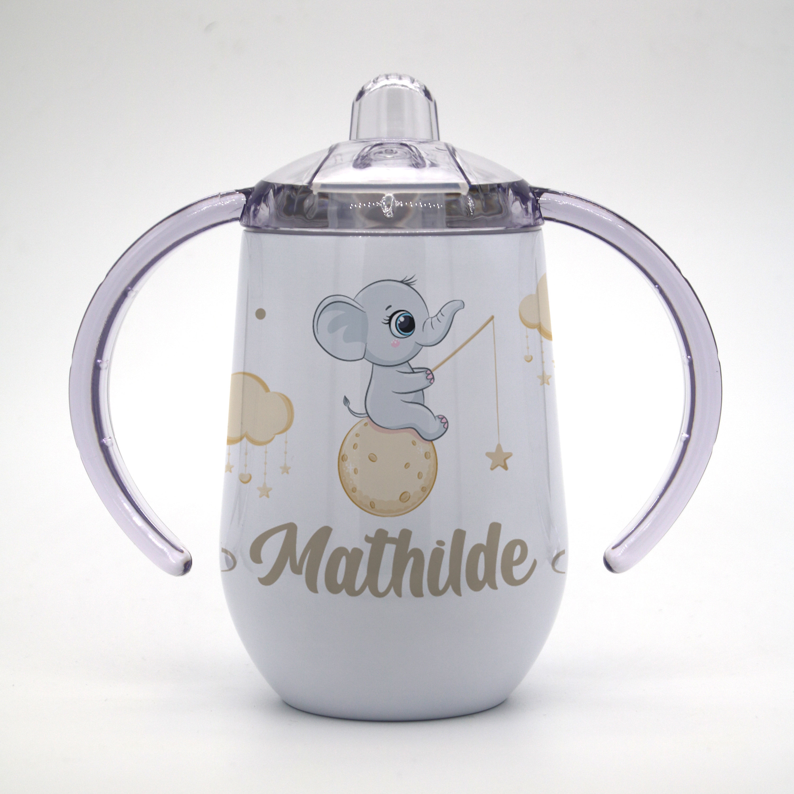 Cl 007 Gobelet/Tasse à Bec Enfant Personnalisable - Idée Cadeau Personnalisé Prénom Apprentissage Él