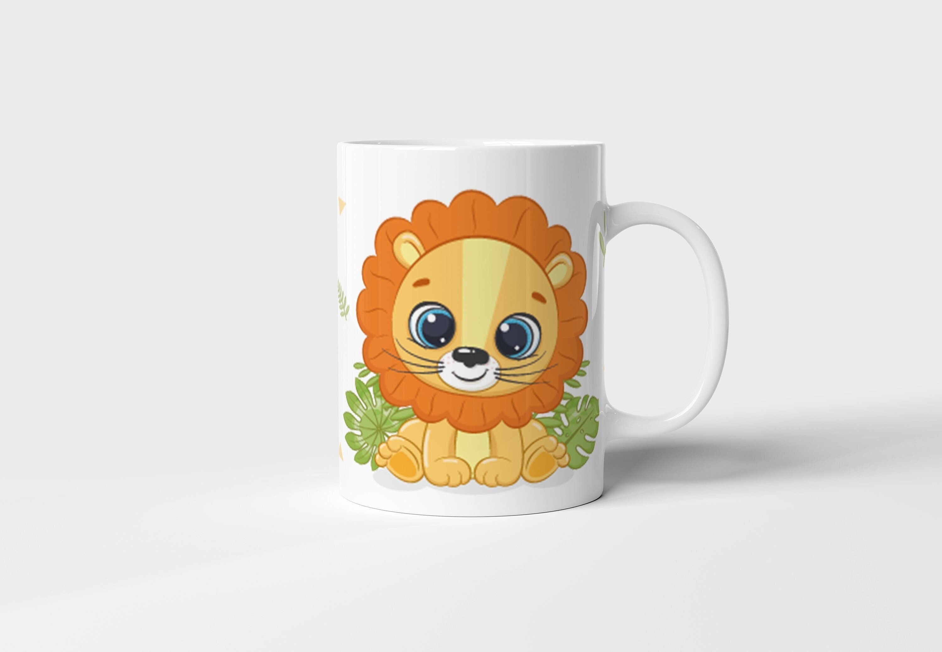 Cl 009 Mug/Tasse Gobelet Enfant Incassable & Personnalisable - Idée Cadeau Personnalisé Prénom Lion 