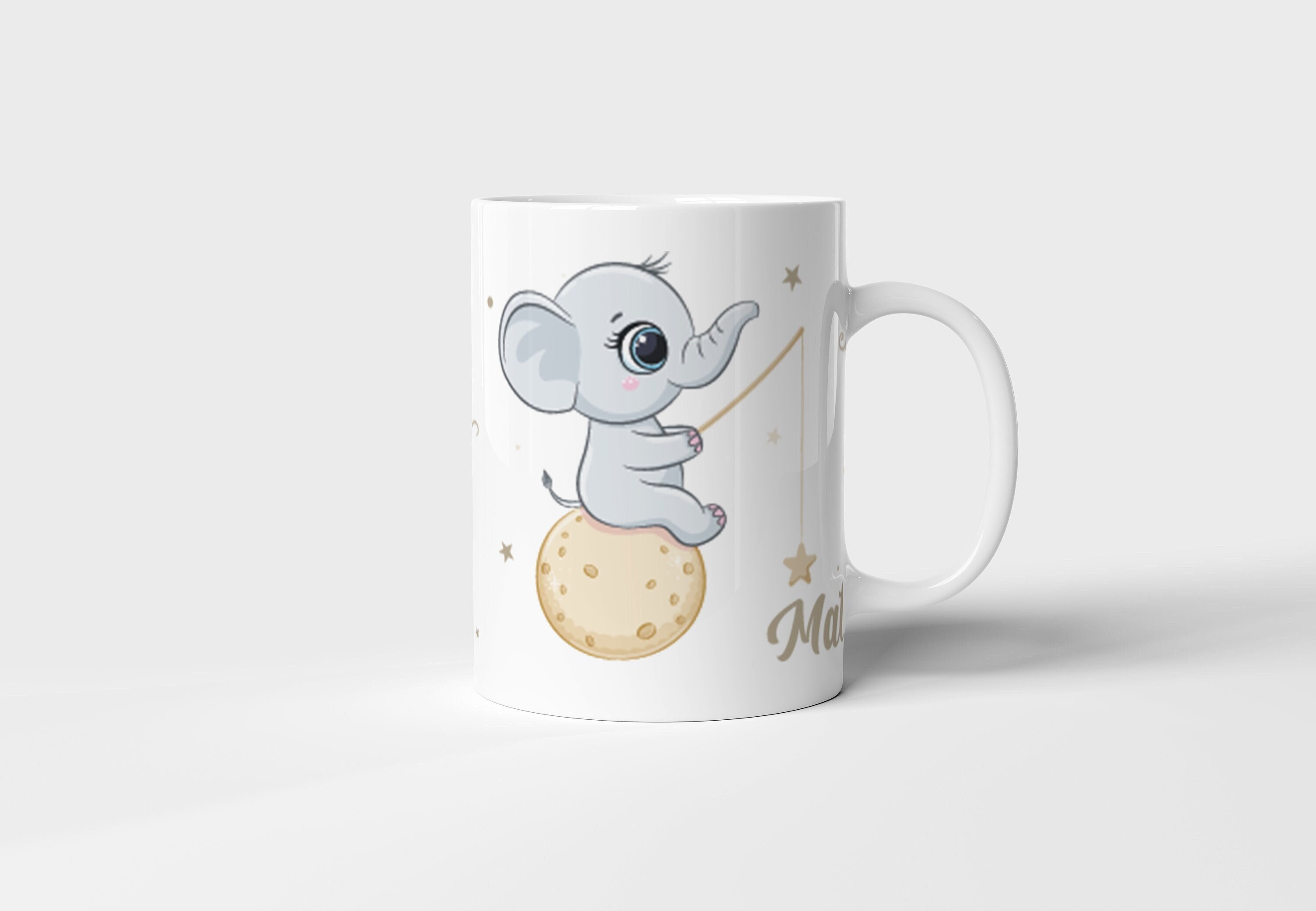 Cl 007 Mug/Tasse Gobelet Enfant Incassable & Personnalisable - Idée Cadeau Personnalisé Prénom Éléph