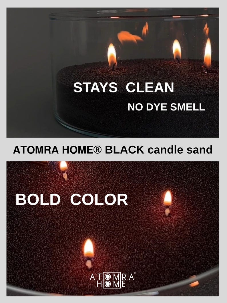 Black Candle Sand Wax Pearled Sand Candle Granulated Palm Wax Decor Centerpiece Hurricane Vases with 150 Wicks