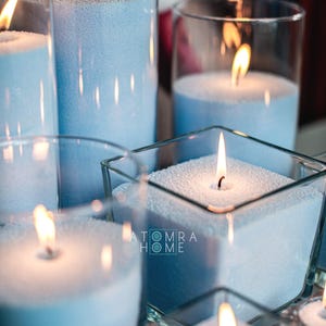 Baby Blue Candle Sand Candle Pearled Candle Unique Baby Shower Wedding Decor Centerpiece Candle Palm Wax Wholesale Bulk Wicks