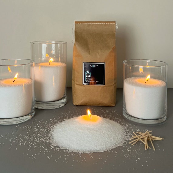 Sand Wax Candle White Sand Pearled DIY Custom Candle Wholesale Powder Gift Candle  Sand Wax Granulated Dust Wax 1,5 Kg/3.3lb 20 Wicks 6 Cm 