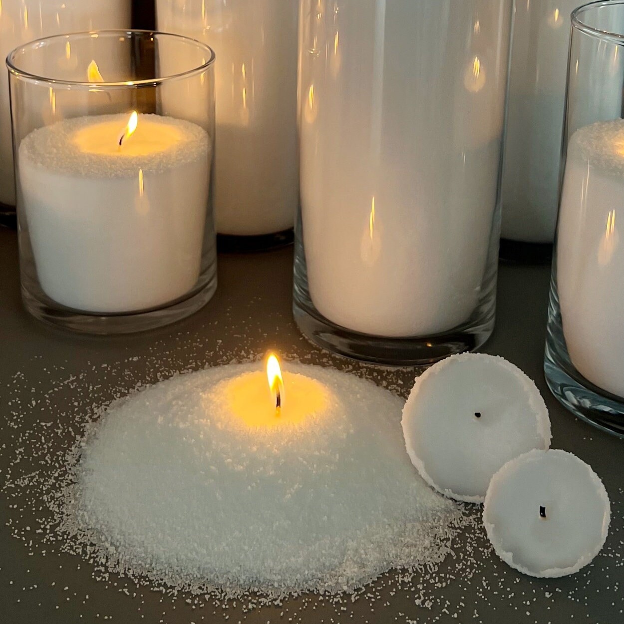 Bougie en cire de neige / Bougie perlée / Bougie végétalienne / Bougie en  cire de sable / Bougie de mariage -  France