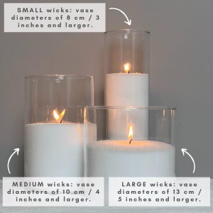 Thicknesse of Wicks Variations. 𝗔𝗧𝗢𝗠𝗥𝗔 𝗛𝗢𝗠𝗘® is the only seller on Etsy offering a selection of wick thicknesses for your sand wax candles. Tiny wicks - heart of your candle. By choosing the right wick for your candle, you can prevent the melted wax from touching the walls of the container and ensure a safe burn.