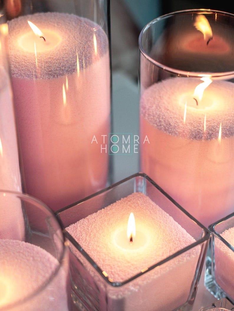 Baby Pink Candle Sand Candle Pearled Candle Unique Baby Shower Wedding Decor Centerpiece Candle Palm Wax Wholesale Bulk Wicks