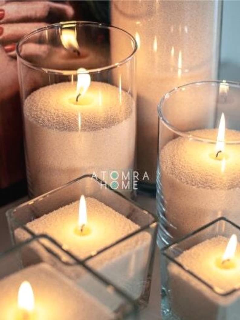 Beige Sand Wax Candle Sand Candle Pearled Candle Unique Boho Wedding Decor Centerpiece Candle Palm Wax Wholesale Bulk Wicks