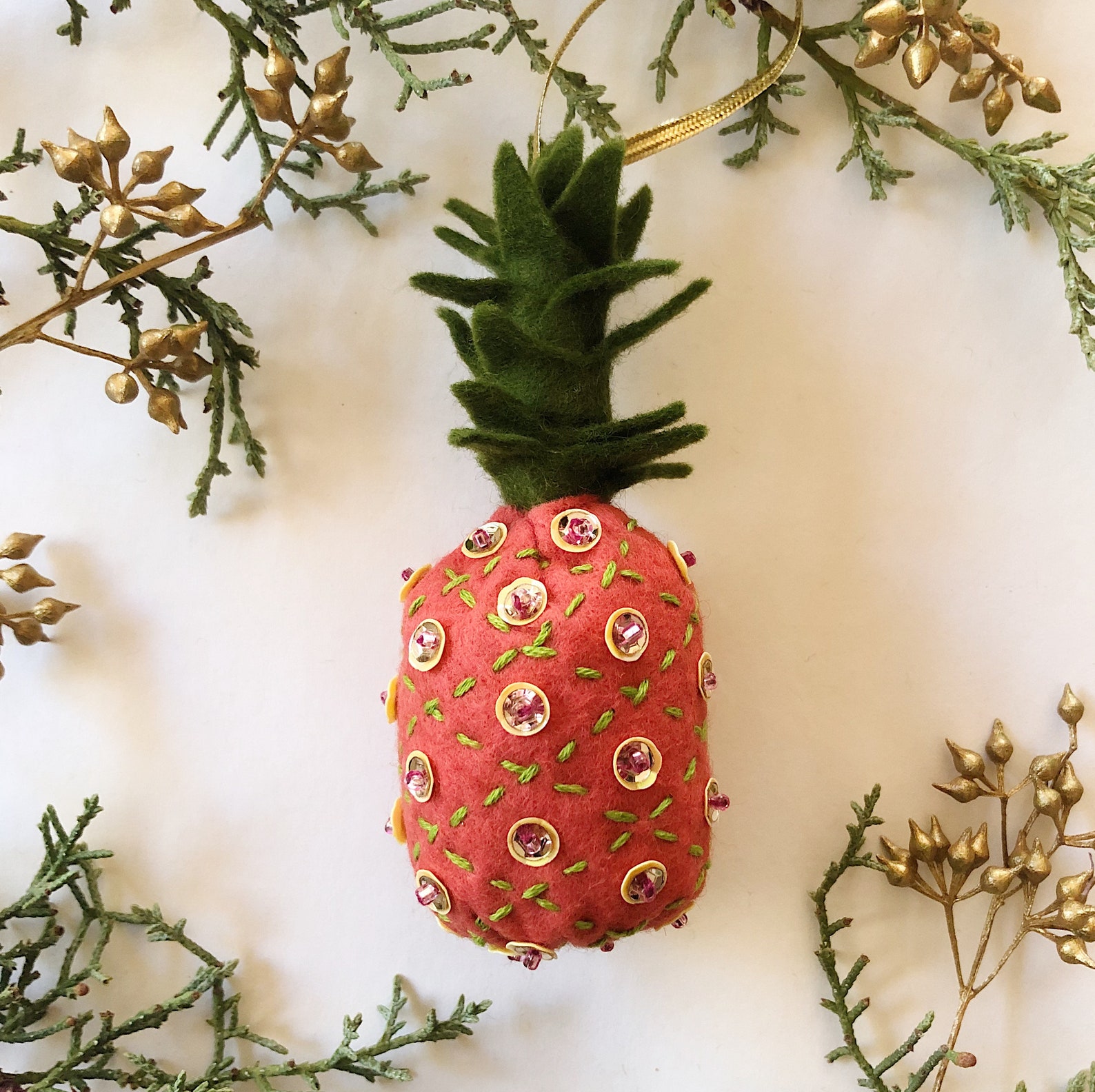 Vintage Inspired Felt Pineapple Ornament Etsy