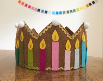 Chocolate Birthday Cake Crown | Waldorf Crown | Party Hat | Birthday Tradition | Felt Crown | Customizable