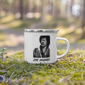 Jimi Hendrix Portrait Drawing Enamel Mug
