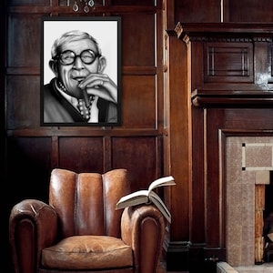 George Burns Portrait Zeichnung gerahmt Druck