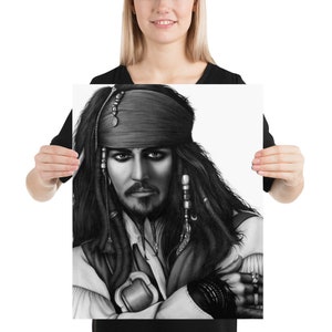 Jack Sparrow (Johnny Depp) Portrait Drawing Print