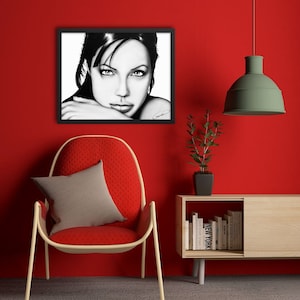 Angelina Jolie Portrait Drawing Framed Print