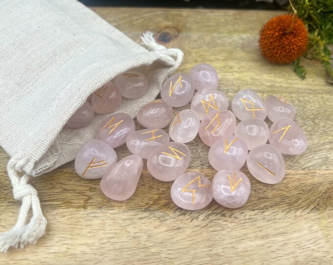 Rose Quartz Rune Set, Rune Oracle, Rune Stones Tarot, Fortune Telling ...