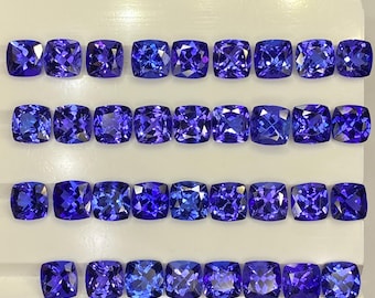 Natural Tanzanite Cushion Cut Lot – 35 Pieces, 24.60 Ct, 5mm Blue Violet Tanzanite Gemstones
